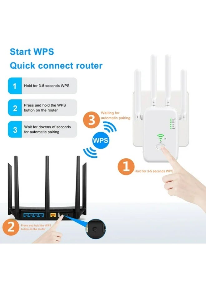 واي فاي تمديد, واي فاي إشارة مكرر, 1200Mbps, 5G / 2.4G مزدوج النطاق واي فاي تمديد, النطاق العريض / واي فاي تمديد, إعداد لمسة واحدة, التوصيل واللعب - Image 2
