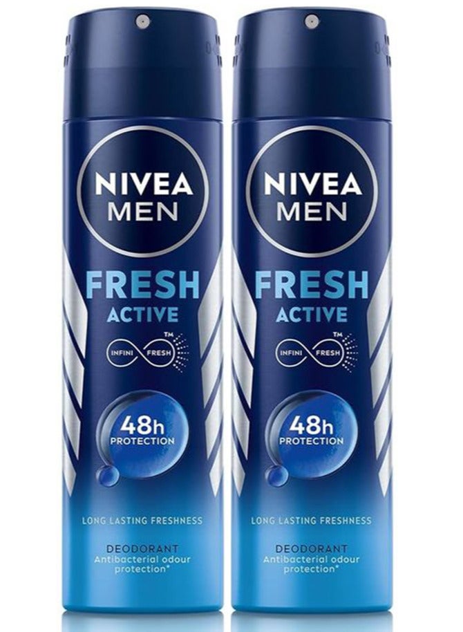 نيفيا عبوتين مزيل العرق فريش إيكتيف انتعاش يدوم 48 ساعة 150 مل - Image 1