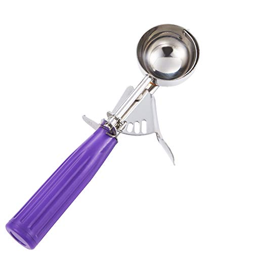 Saebye Cookie Scoop - #30 (1.22 oz) - Disher, Portion Scoop, Food Scoop - Portion Control - 18/8 Stainless Steel, Purple Handle - Image 1