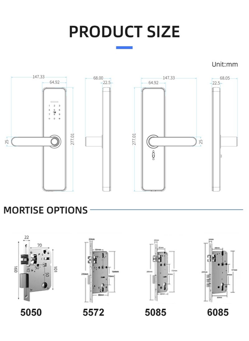 EVEREEN - LS-C91 Smart WiFi Fingerprint Door Lock - 8 Unlock Methods | App, Bluetooth, Key, Password, Card, Combo | Secure Home Entry System (Black, Tuya version) - Image 1