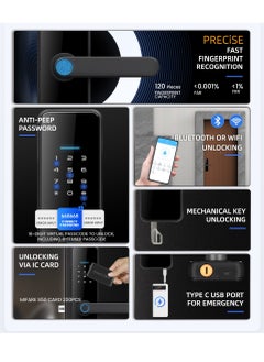 EVEREEN LS-C91 Smart WiFi Fingerprint Door Lock - 8 Unlock Methods | App, Bluetooth, Key, Password, Card, Combo | Secure Home Entry System (Black, Tuya version)  - Image 4