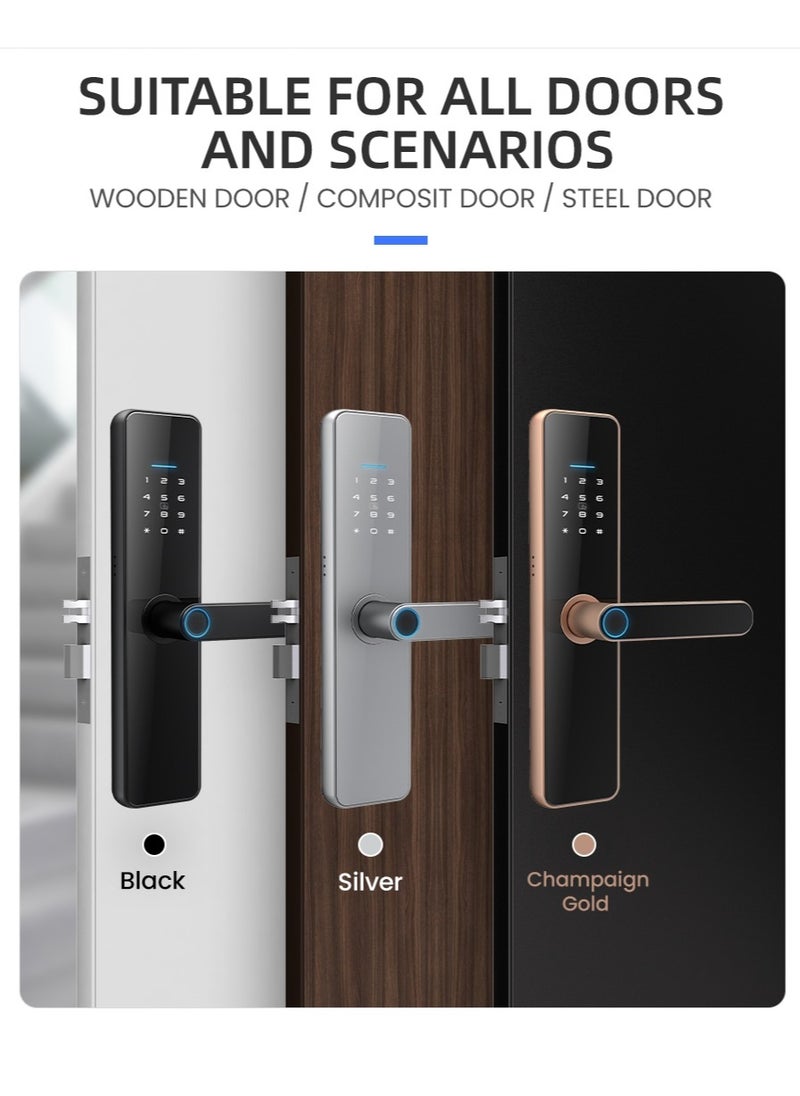 EVEREEN - LS-C91 Smart WiFi Fingerprint Door Lock - 8 Unlock Methods | App, Bluetooth, Key, Password, Card, Combo | Secure Home Entry System (Black, Tuya version) - Image 1