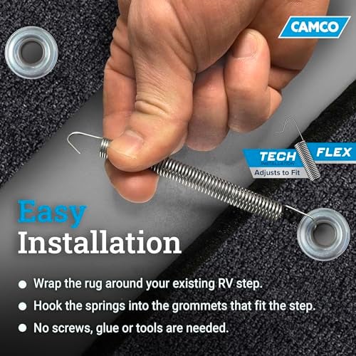 Camco Wrap Around RV Step Rug - for Manual & Electric RV Steps - Fits 18" Wide Steps - Weather-Resistant - Gray (42925) - Image 4