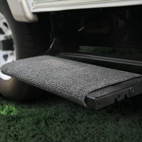 Camco Wrap Around RV Step Rug - for Manual & Electric RV Steps - Fits 18" Wide Steps - Weather-Resistant - Gray (42925) - Image 1