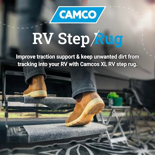 Camco Wrap Around RV Step Rug - for Manual & Electric RV Steps - Fits 18" Wide Steps - Weather-Resistant - Gray (42925) - Image 2