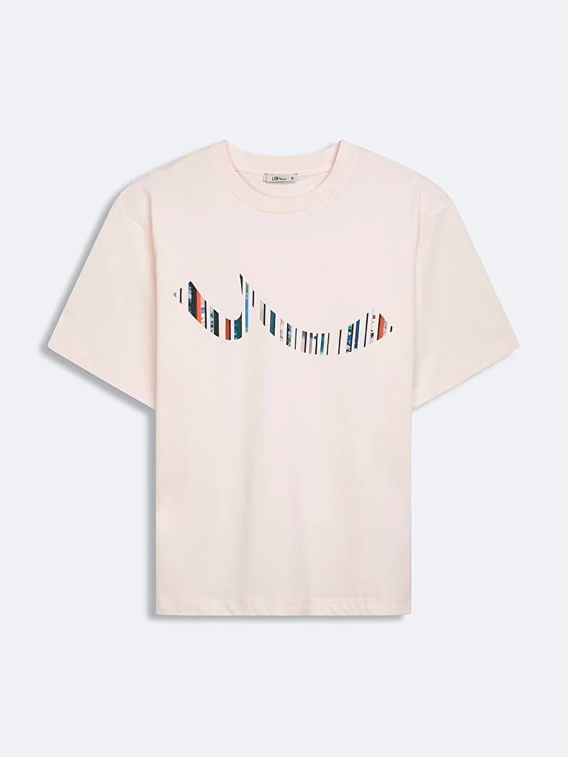 Sign Printed Short Sleeve Regular Lilac T-Shirt