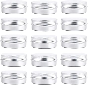 UPSTORE 24Pcs 60ml2oz Empty Silver Aluminum Tin Cans Round Metal Cosmetic Sample Jars Storage Containers with Twist Screw Top Lid Travel Tins for Tea Spices Eye Shadow Lip Balms Cream Crafts Jewelry - Image 1
