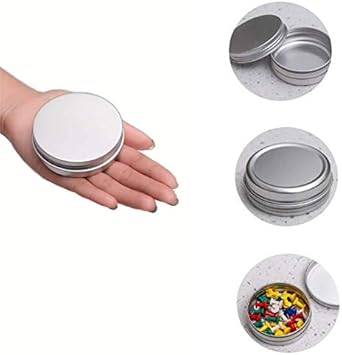 UPSTORE 24Pcs 60ml2oz Empty Silver Aluminum Tin Cans Round Metal Cosmetic Sample Jars Storage Containers with Twist Screw Top Lid Travel Tins for Tea Spices Eye Shadow Lip Balms Cream Crafts Jewelry - Image 2