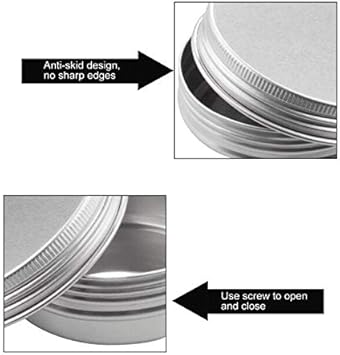 UPSTORE 24Pcs 60ml2oz Empty Silver Aluminum Tin Cans Round Metal Cosmetic Sample Jars Storage Containers with Twist Screw Top Lid Travel Tins for Tea Spices Eye Shadow Lip Balms Cream Crafts Jewelry - Image 5