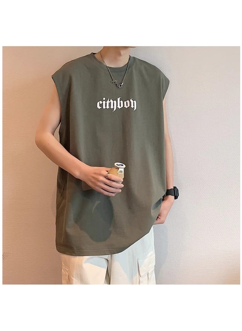Summer Fashion Men's Printed Sports Fitness Sleeveless T-shirt  - Image 1