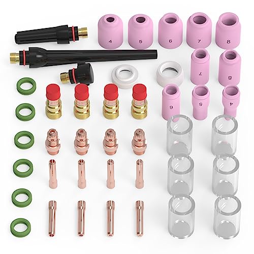 TOOLIOM 49PCS TIG Welding Torch Accessories Kit Stubby Gas Lens Glass Cup Ceramic Cup Back Cap Kit for WP-17/18/26 - Image 2