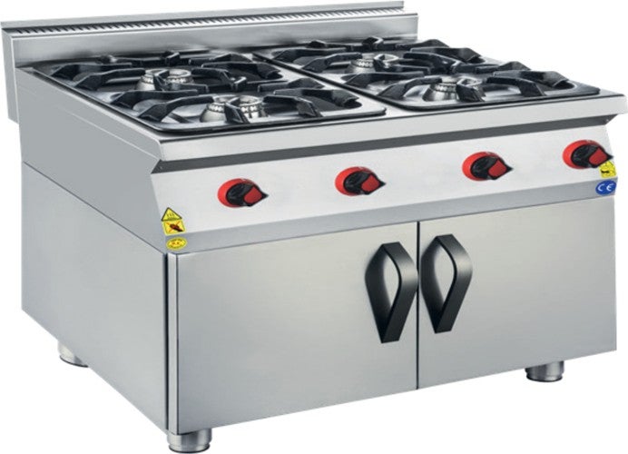 CSA Inox Karacasan Industrial 900 Series Cabinet 4-Burner Natural Gas Cooker 