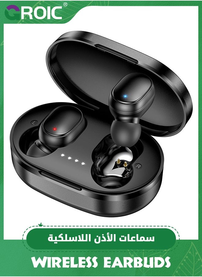 GROIC Bluetooth 5.1 Wireless Earbuds, Deep Bass Hi-Fi Stereo Headset with Microphone in-Ear Call Nosie Cancelling Bluetooth Headphones, Immersive Premium Sound Ear Buds for iPhone, Android  - Image 1