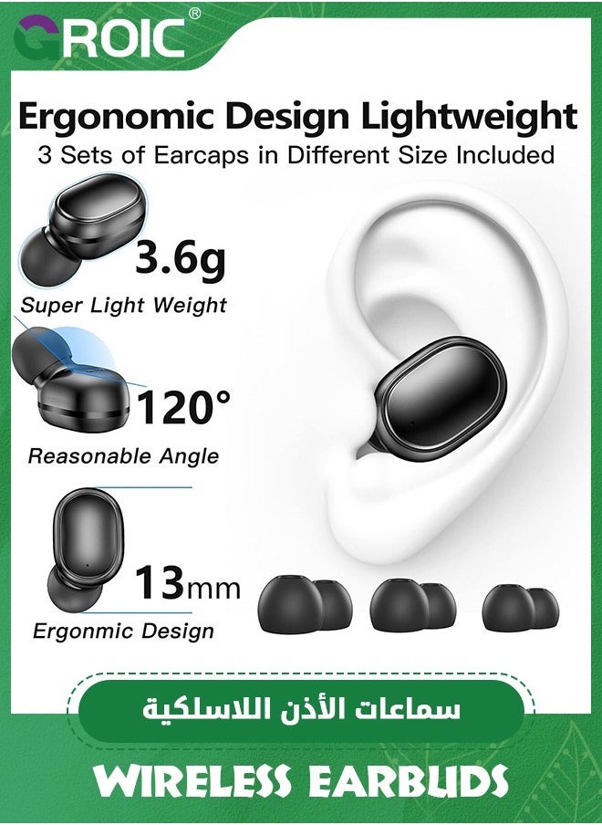 GROIC Bluetooth 5.1 Wireless Earbuds, Deep Bass Hi-Fi Stereo Headset with Microphone in-Ear Call Nosie Cancelling Bluetooth Headphones, Immersive Premium Sound Ear Buds for iPhone, Android  - Image 4