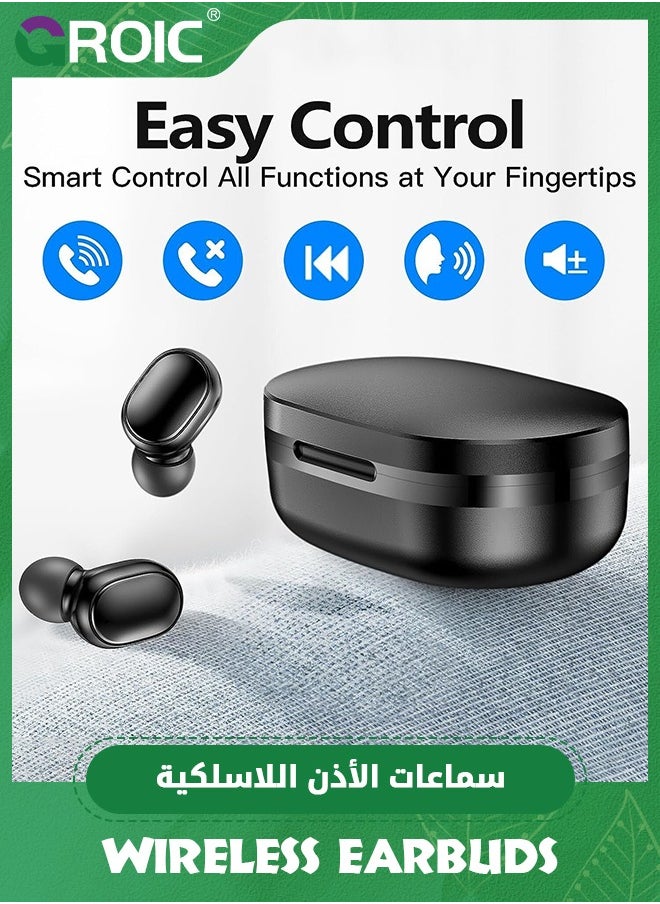 GROIC Bluetooth 5.1 Wireless Earbuds, Deep Bass Hi-Fi Stereo Headset with Microphone in-Ear Call Nosie Cancelling Bluetooth Headphones, Immersive Premium Sound Ear Buds for iPhone, Android  - Image 5