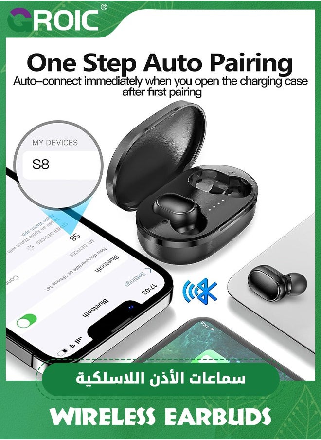 GROIC Bluetooth 5.1 Wireless Earbuds, Deep Bass Hi-Fi Stereo Headset with Microphone in-Ear Call Nosie Cancelling Bluetooth Headphones, Immersive Premium Sound Ear Buds for iPhone, Android  - Image 3