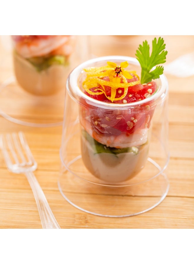 Restaurantware 5 Ounce Disposable Dessert Cups, 100 Plastic Cocktail Shooters- Sturdy, Double-Walled, Clear Plastic Appetizer Glasses, For Cocktails, Appetizers, or Desserts - Image 3