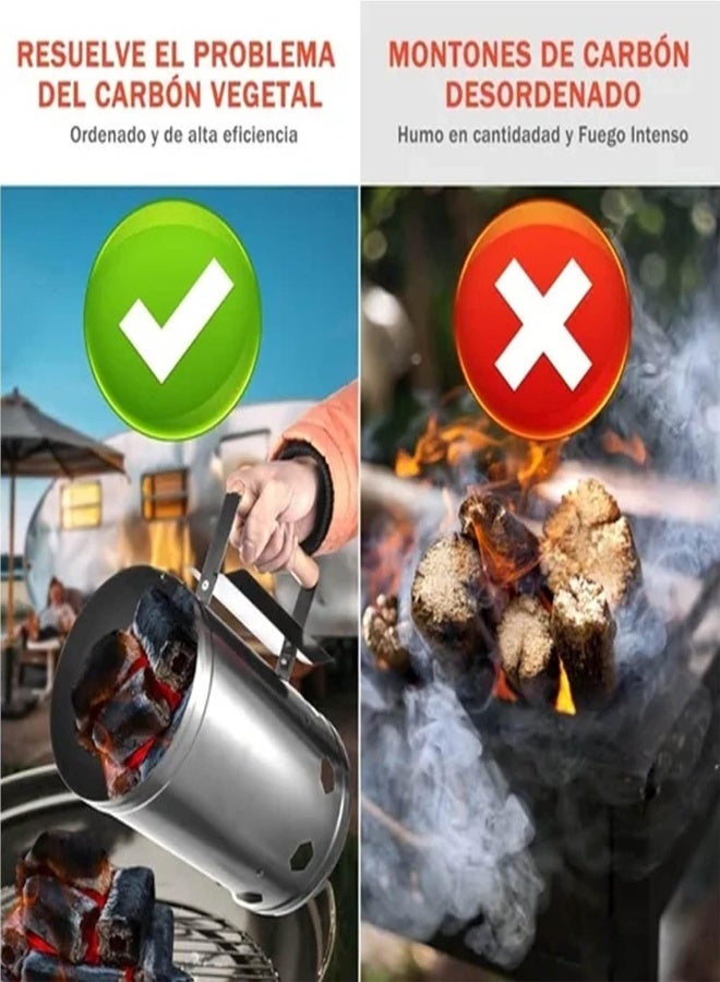 AKDC Chimney Starter, 11In Heat Resistant Charcoal Chimney Starter, Charcoal Starter With With Quick Release Trigger, Portable Bbq Fan Air Blower Outdoor Cooking Charcoal Barbecue Holder Accessories - Image 5