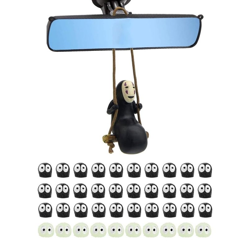 Rehero Studio Anime Merch Car Accessories Set - 1 Faceless Male Car Pendant and 40 Soot Sprites Car Rearview Mirror Accessories - Image 1