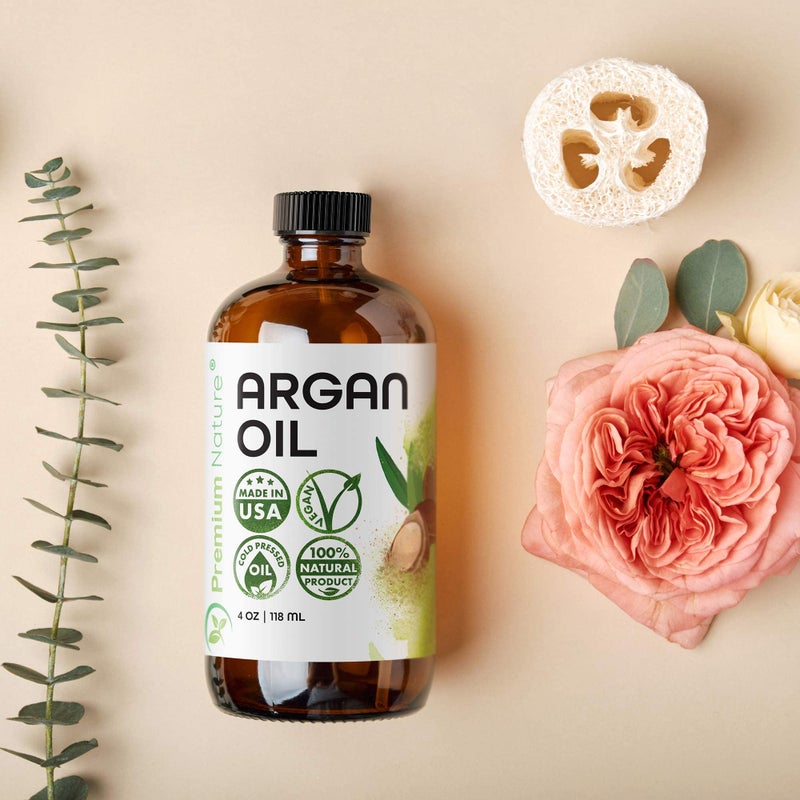 Premium Nature زيت الأركان الطبيعي الممتاز للشعر 100% نقي معصور على البارد سيروم زيت الأركان لتحفيز نمو الشعر للشعر الجاف والتالف زيت الأركان لترطيب البشرة وحماية الأظافر 4 أونصات - Image 3