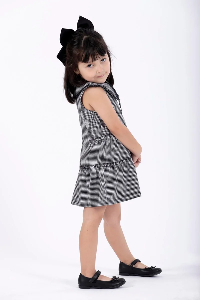 Zepkids Gingham Tiered Dress
