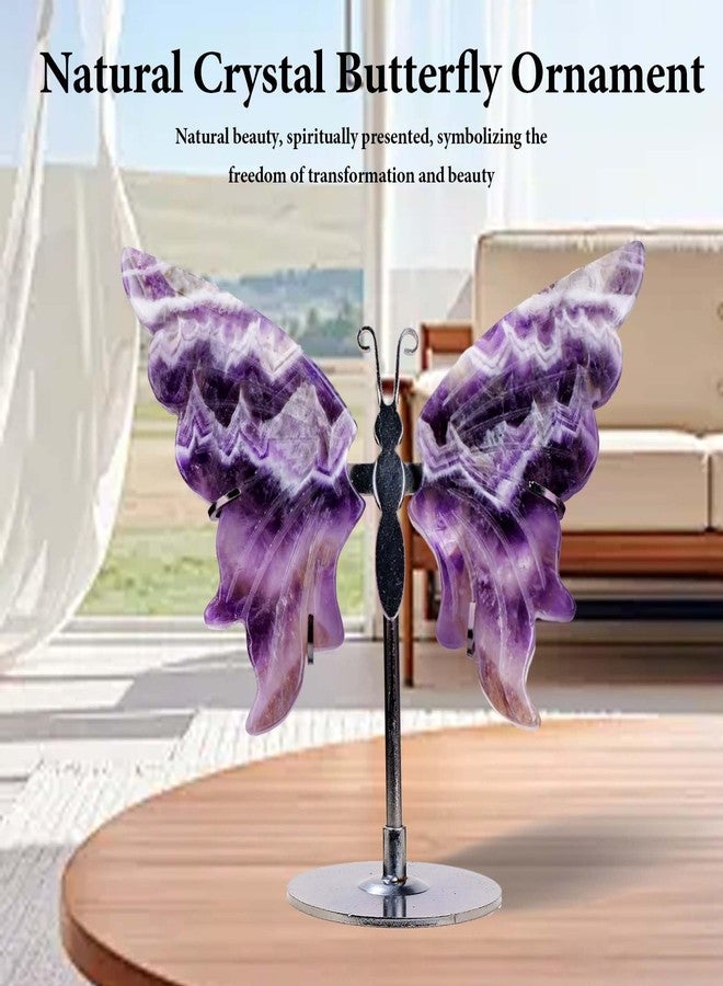 Apengshi Crystal Butterfly Ornament, Amethyst Agate Wings, Home Office Tabletop Decor (Amethyst) - Image 3