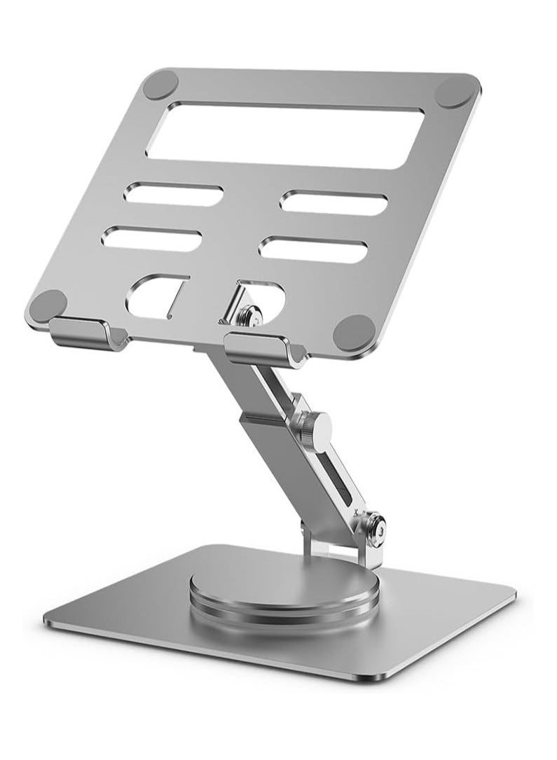 General 360 Rotating Laptop Stand for Desk, Standing Desk Flatbed Converter, Telescopic Adjustable Height Laptop Mount, Stable Metal Holder  - Image 1