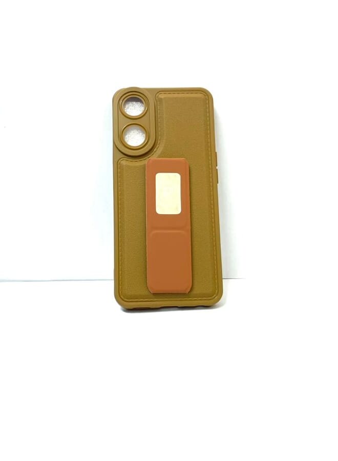 Leather Premium Case Cover Oppo A58 5G For With kickstand Brown