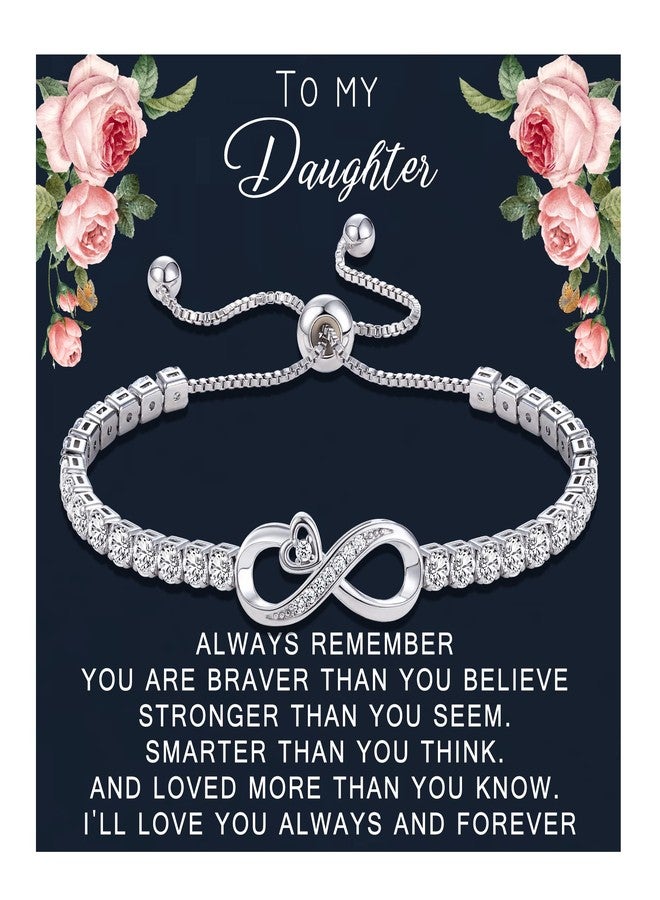 Btysun Valentines Day Gifts for Daughter, Daughter Gifts Infinity Bracelets for Women Adjustable Daughters Bracelets from Mom Thanksgiving Valentines Day Gift for Her Birthday Christmas Jewelry - Image 1