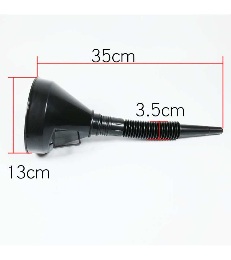Black Plastic Car Motorcycle Funnel with Telescopic Hose Spillproof Design 135mm - Image 3