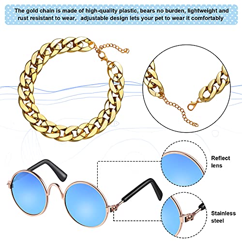 Weewooday 7 Pcs Dog Sunglasses Cats Sunglasses with 2 Gold Chain Retro Round Metal Glasses Funny Cute Cosplay Costume for Small Pet(Fresh Colors,Delicate Style) - Image 4