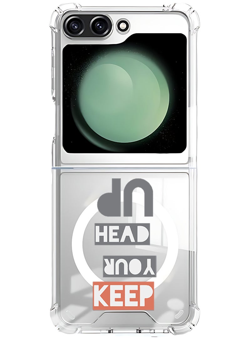 Theodor Magnetic Case for Samsung Galaxy Z Flip 6 Compatible with MagSafe Wireless Charging, Shockproof Phone Bumper Cover Keep your head up - Image 1