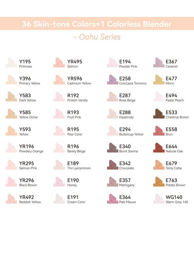 Ohuhu Alcohol Markers Skin Tones Double Tipped Skin Color Art Marker Set for Artists Adults Coloring - 36 Skin-Tone Colors for Portrait Illustration- Chisel & Fine - Oahu of Ohuhu Markers - Refillable - Image 5