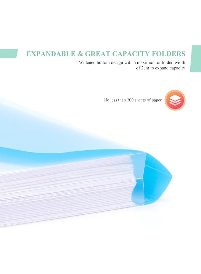 erorex 12Pcs Expandable A4 Plastic Wallets Folders Document Files Popper Wallets With Button Closure And Lable Pocket For Home Office And School Files Plastic Wallets A4 Punched Pockets （Six Colors） - Image 4