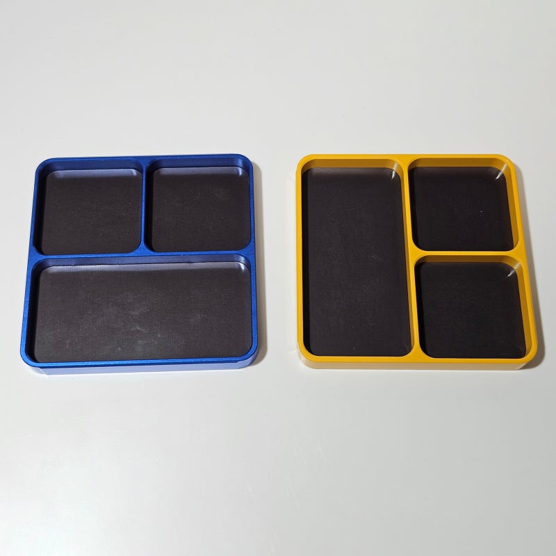 Rc Screw Tray: 10x10cm Blue Aluminum Alloy - Removable Magnetic Bottom Pad 4 Compartments Rc Tool Holder for RC Car Truck Boat Airplane Helicopter Repair - Image 2