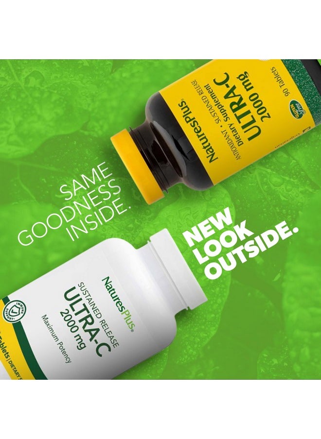 ناتشرز بلاس Natures Plus Ultra-C 2000 mg - 90 قرصًا، عبوة من قطعتين - مضاد للأكسدة، يعزز صحة المناعة المثلى - مع ثمر الورد - نباتي، خالٍ من الجلوتين - 180 وجبة إجمالية  - Image 2