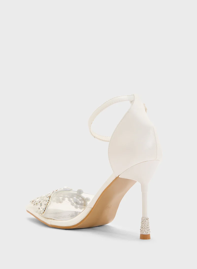 THE BROWN High Heeled Diamante Pump