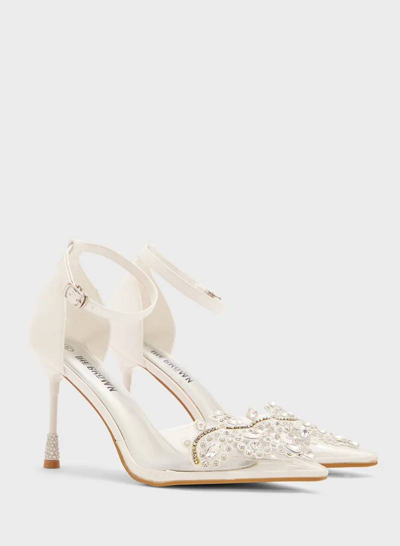 THE BROWN High Heeled Diamante Pump