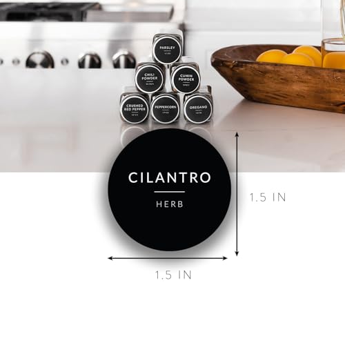 SAVVY & SORTED Spice Labels for Glass Jars, 140 Round Preprinted Waterproof Kitchen Spice Labels Stickers, Seasoning Organization Black Pantry Herbs Label for Top Lid, Chalkboard Labels for Spice Jars - Image 2