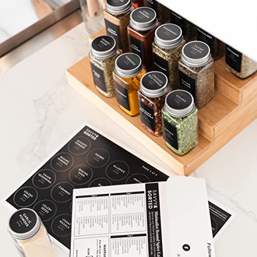SAVVY & SORTED Spice Labels for Glass Jars, 140 Round Preprinted Waterproof Kitchen Spice Labels Stickers, Seasoning Organization Black Pantry Herbs Label for Top Lid, Chalkboard Labels for Spice Jars - Image 4