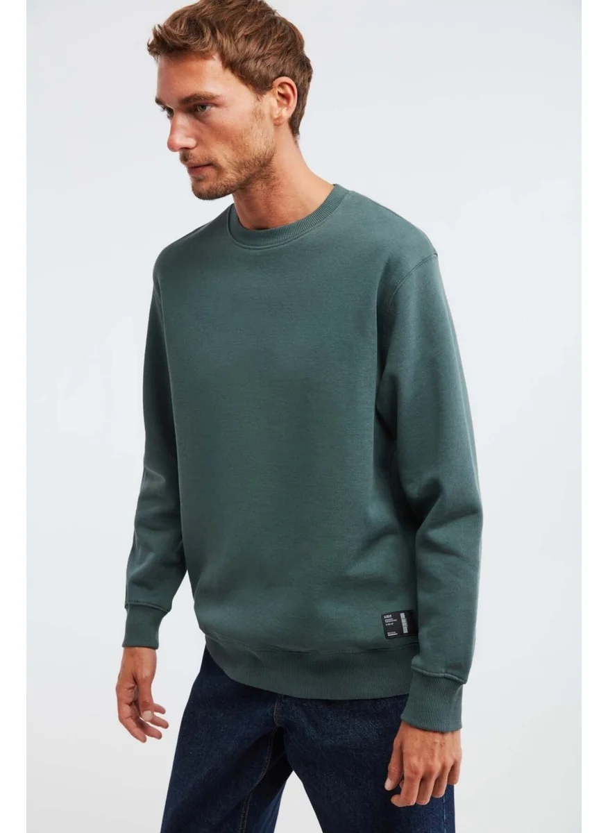 جريميلانج Travis Men's Soft Fabric Regular Fit Round Neck Dark Green Sweatshirt
