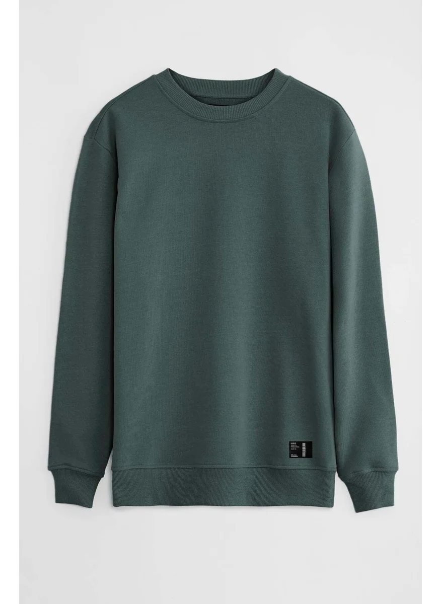 جريميلانج Travis Men's Soft Fabric Regular Fit Round Neck Dark Green Sweatshirt