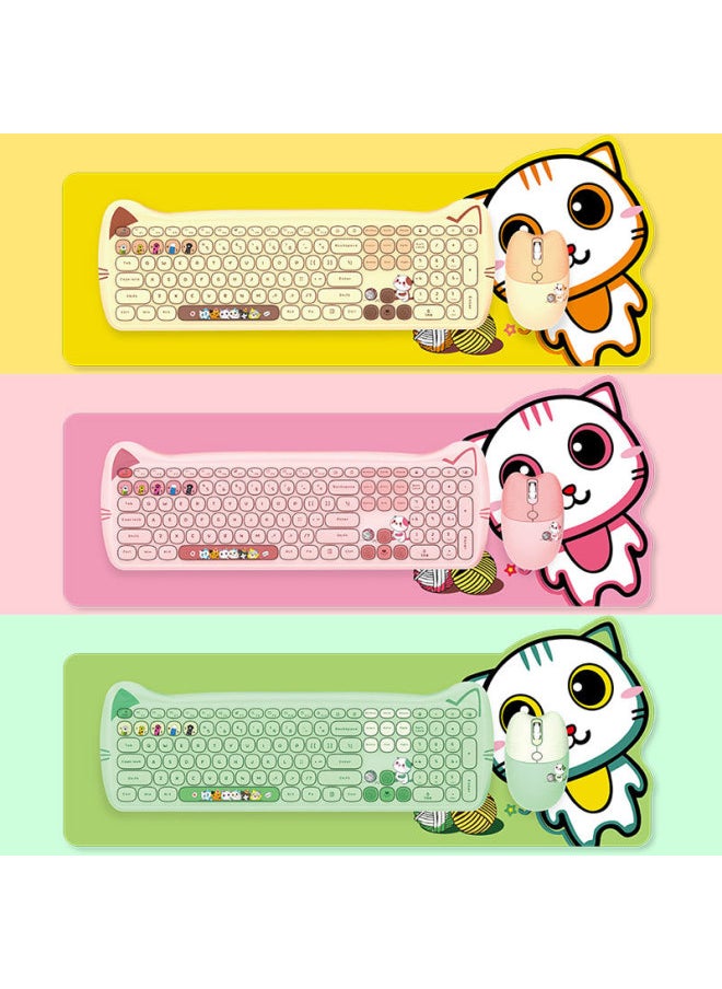 Generic - Skyscraper Meow Meng PLUS Wireless Keyboard Mouse Suit Girls Cute Chocolate Office Unlimited Keyboard-Specifications:Meow Meng Wireless (milk Tea Color) - Image 1