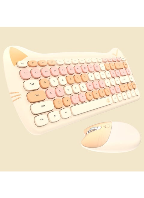 Skyscraper Meow Meng PLUS Wireless Keyboard Mouse Suit Girls Cute Chocolate Office Unlimited Keyboard-Specifications:Meow Meng Wireless (milk Tea Color)