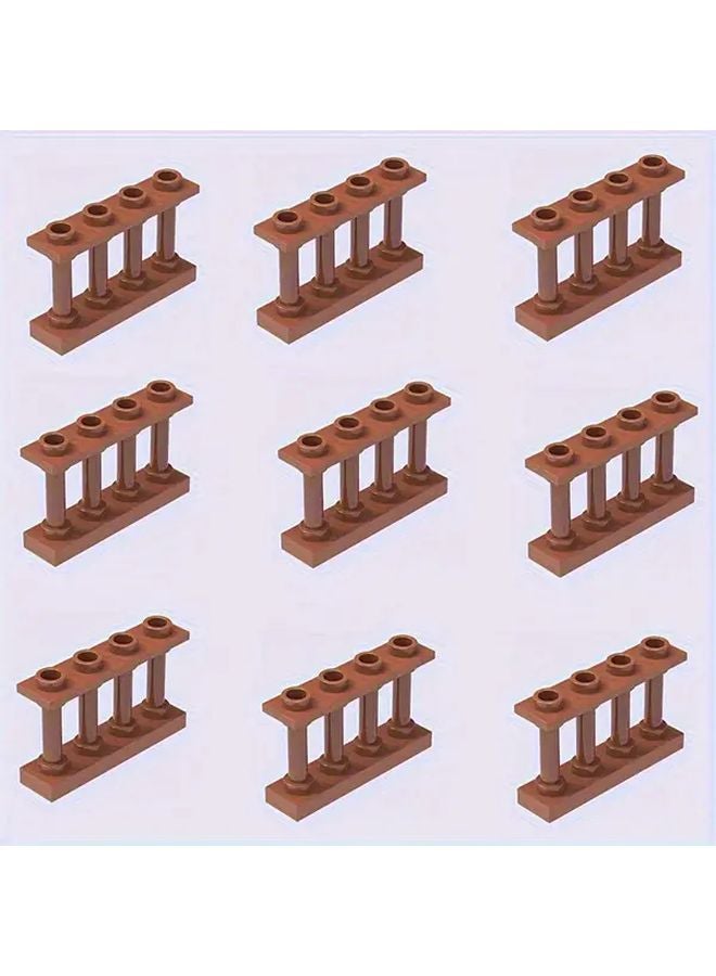 10pcs Brown ABS Brick Fence Blocks For Garden Construction And Kids Playsets - Image 1
