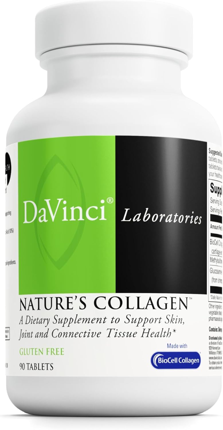 DAVINCI Labs Natures Collagen  BioCell Collagen Supplement with MSM  Glucosamine  Helps to Support Joint Health Skin Health  Connective Tissues  GlutenFree  90 Tablets - Image 1