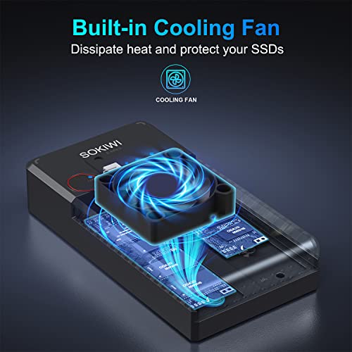 Sokiwi NVMe M.2 Duplicator Dual-Bay Offline Clone Tool-Free, Sokiwi 10Gbps NVMe Docking Station with Cooling Fan,NVMe M.2 SSD Enclosure for NVMe PCIe Size 2230/2242/2260/2280(up to 8TB) - Image 4