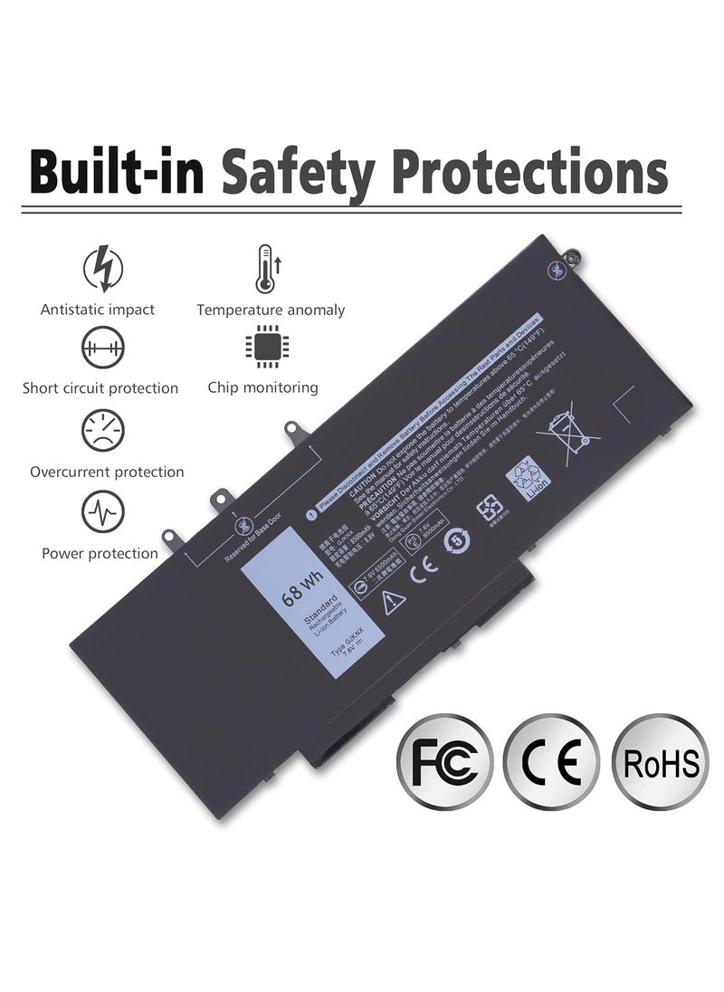 Generic Laptop Battery Compatible with Dell Latitude E5480 E5580 E5490 E5590 5480 5580 5280 5590 5490 Precision Series 3520 3530 Notebook GJKNX GD1JP DY. 9NT 0DY9NT 5YHR4444 451-B BZG 7.6V  - Image 3