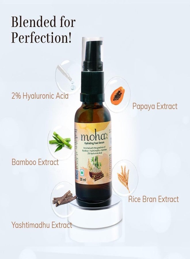 Moha Hydrating Skincare Combo Set - 2% Hyaluronic Acid Serum - 30 Ml & Moisturizing Lotion - 200 Ml with Rice Bran, Yashtimadhu, Bamboo, Aloe Vera, Almond & Sunflower Oil for Glowing & Anti-Aging Skin, Supple, Soft & Deeply Moisturized Skin | Reduce Fine Lines, Give Youthful Look & Plump Skin | Restore Skin Elasticity, Enhance Skin Penetration & Nourish Skin | Lightweight, Non-Greasy, Quick Absorbing for All Skin Types - Pack of 2 - Image 4