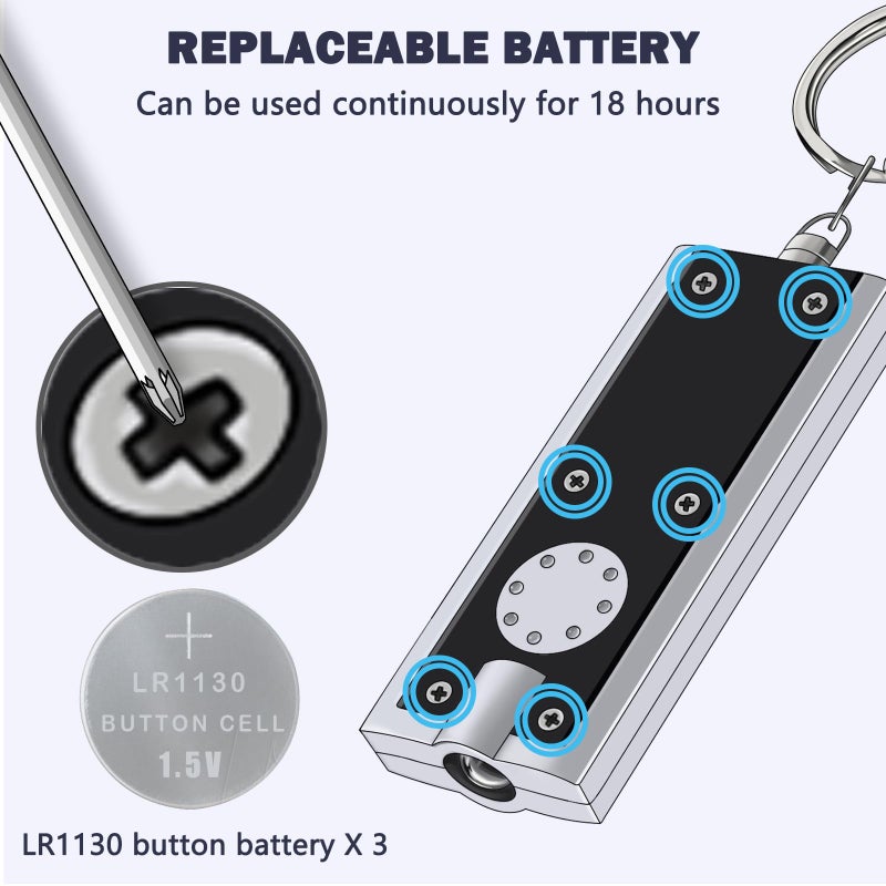 Daemson Mini LED Keychain Flashlight, Tiny Ultra Bright White Light Pocket Key Ring LED Flashlights for Camping, Hiking, Emergency - Batteries Included (8PCS-Multicolor) - Image 5